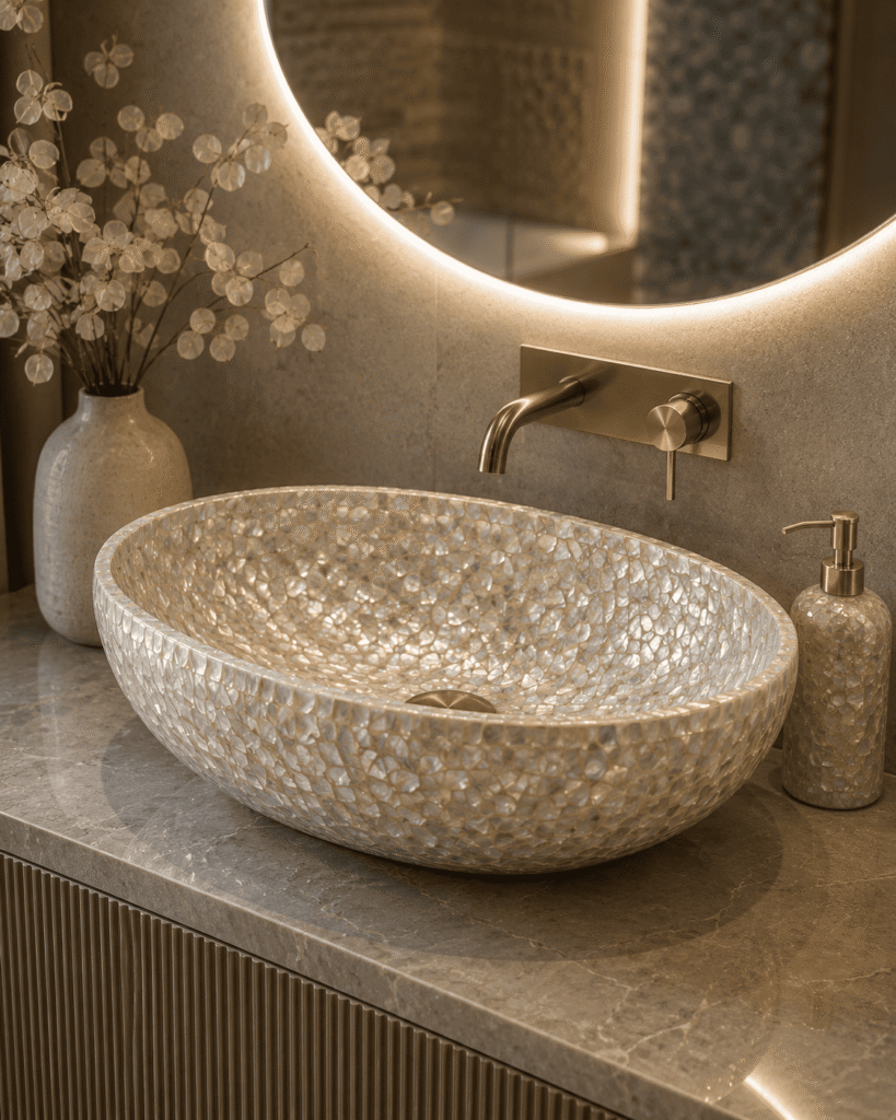 Mother of Pearl wash basin or basin surround
