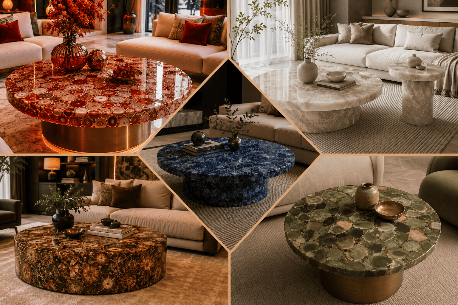 Subh Gem Stone Gemstone Center Table Collection