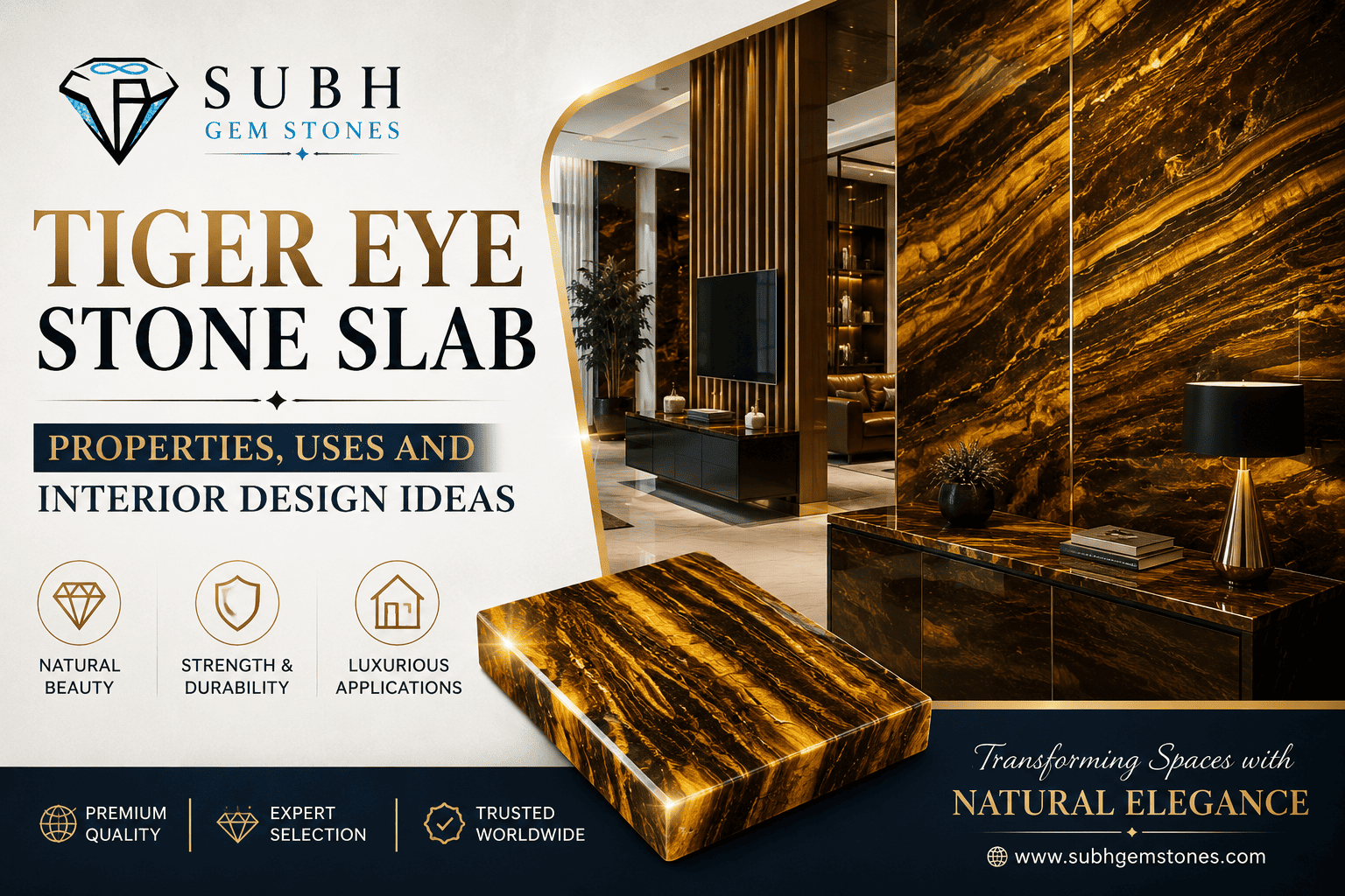 Tiger Eye Stone Slab — Properties, Uses and Interior Design Ideas