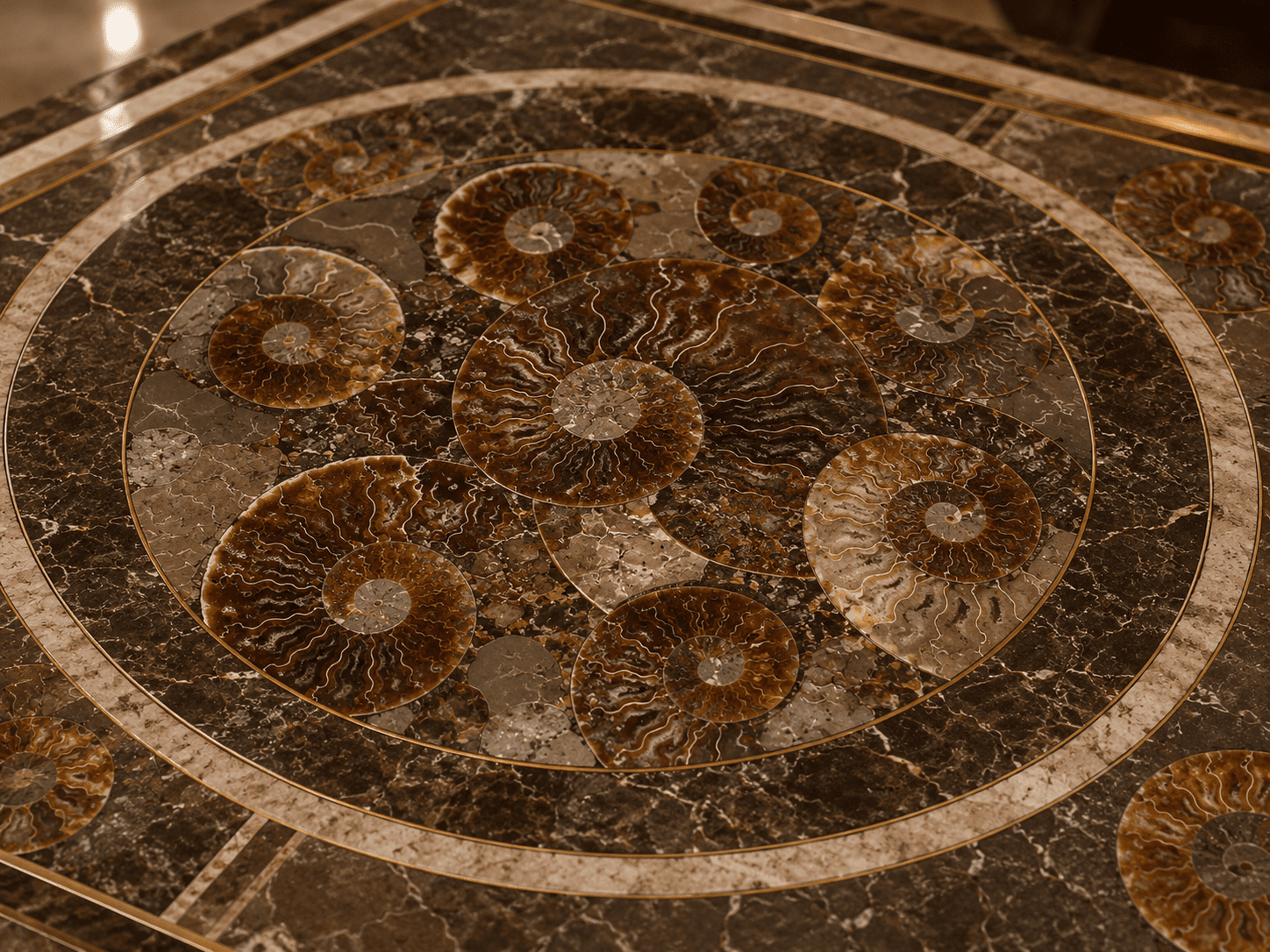 ammonite fossil inlay work Pietra Dura by Subh Gem Stones