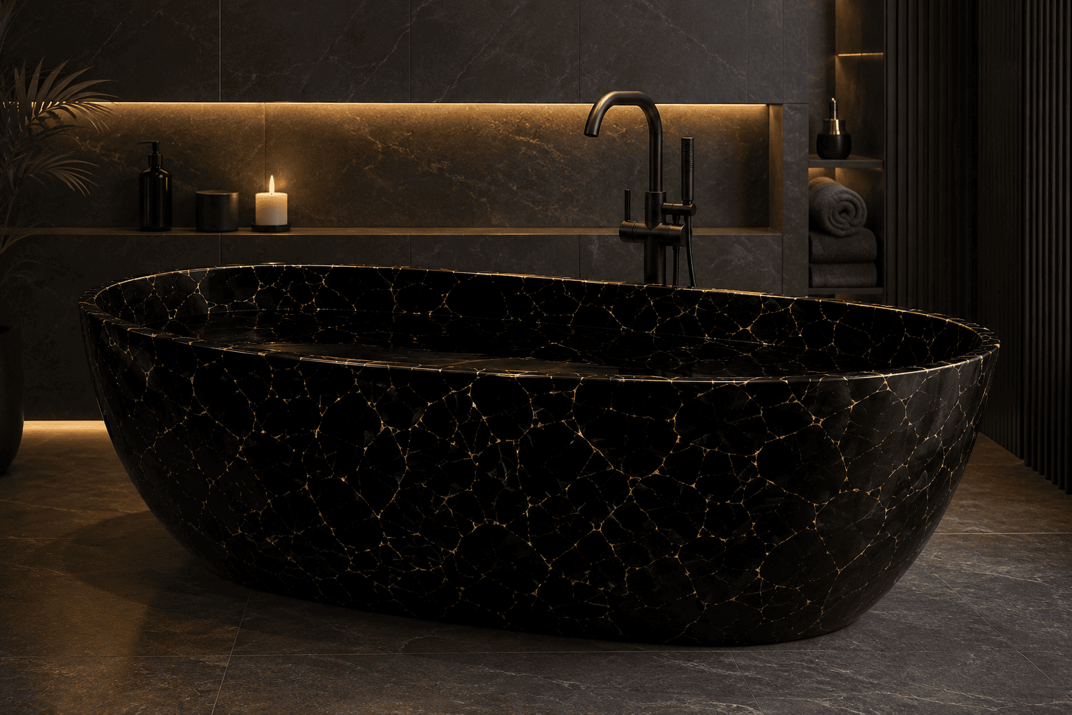 black obsidian bathtub handcrafted by Subh Gem Stones Kishangarh