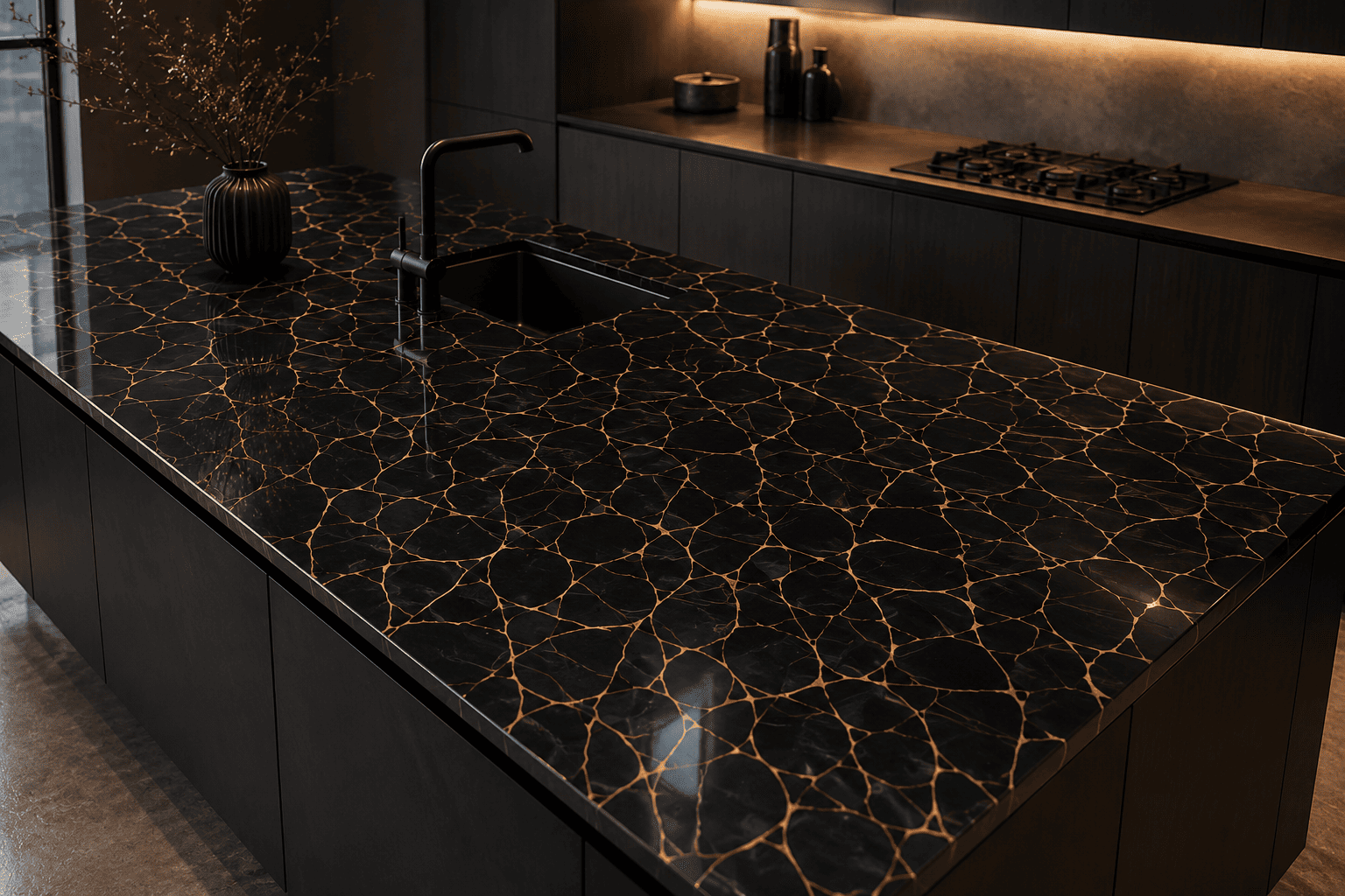 black obsidian countertop by Subh Gem Stones Kishangarh