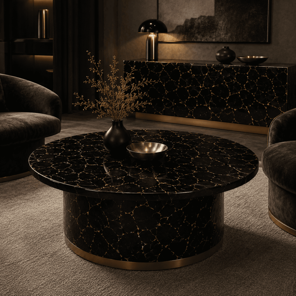black obsidian stone furniture collection by Subh Gem Stones