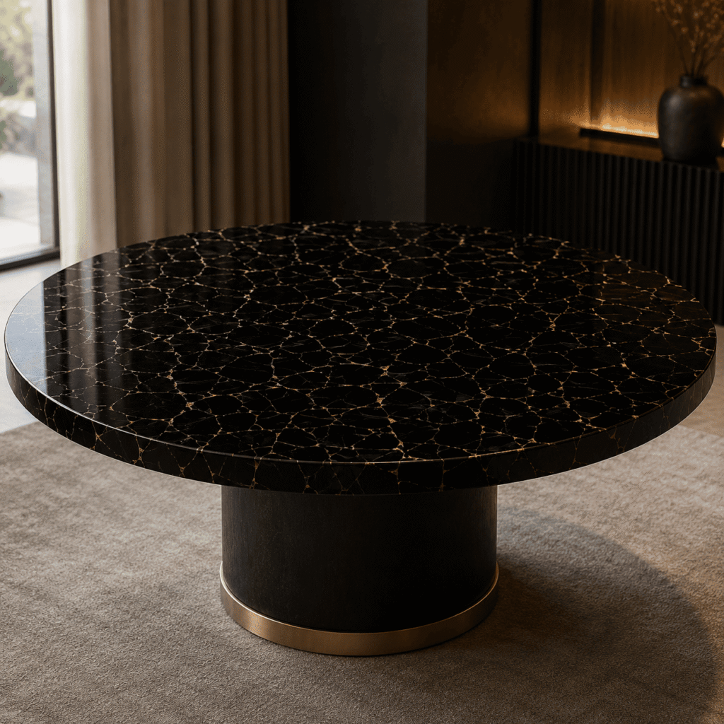black obsidian table top from Subh Gem Stones