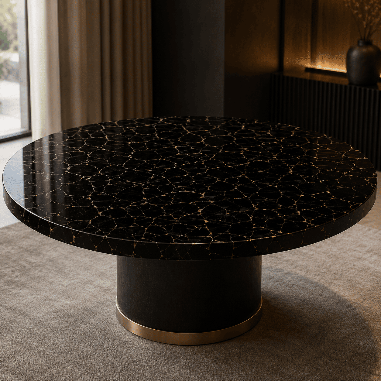 black obsidian table top from Subh Gem Stones