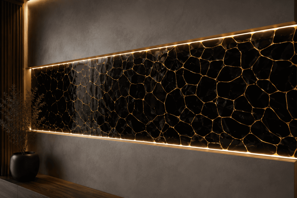black obsidian wall highlighter panel by Subh Gem Stones