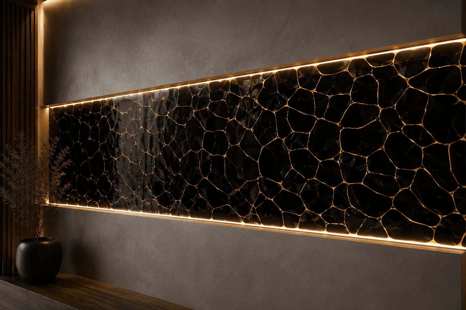 black obsidian wall highlighter panel by Subh Gem Stones