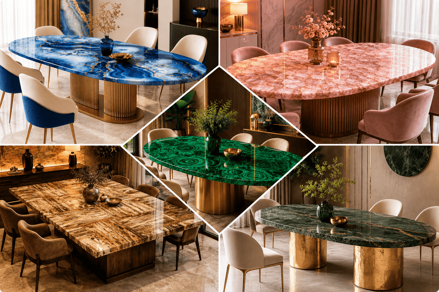 Subh Gem Stones gemstone dining table collection