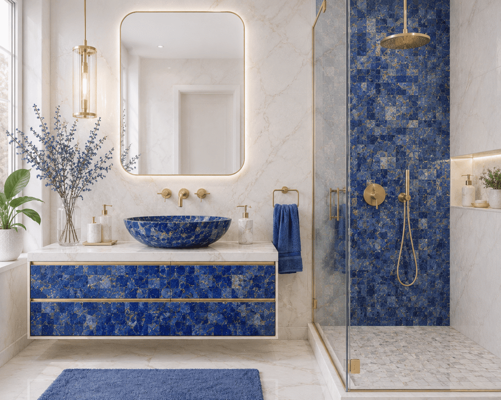 lapis lazuli bathroom vanity top by Subh Gem Stones