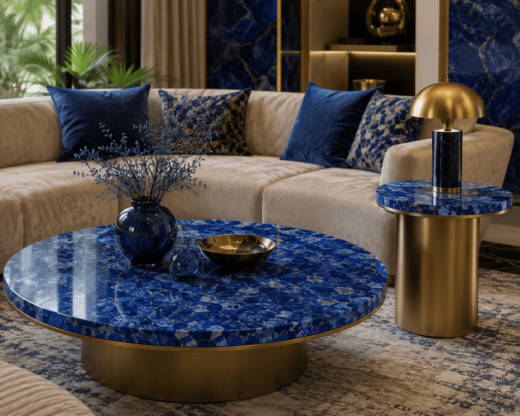 lapis lazuli center table top by Subh Gem Stones