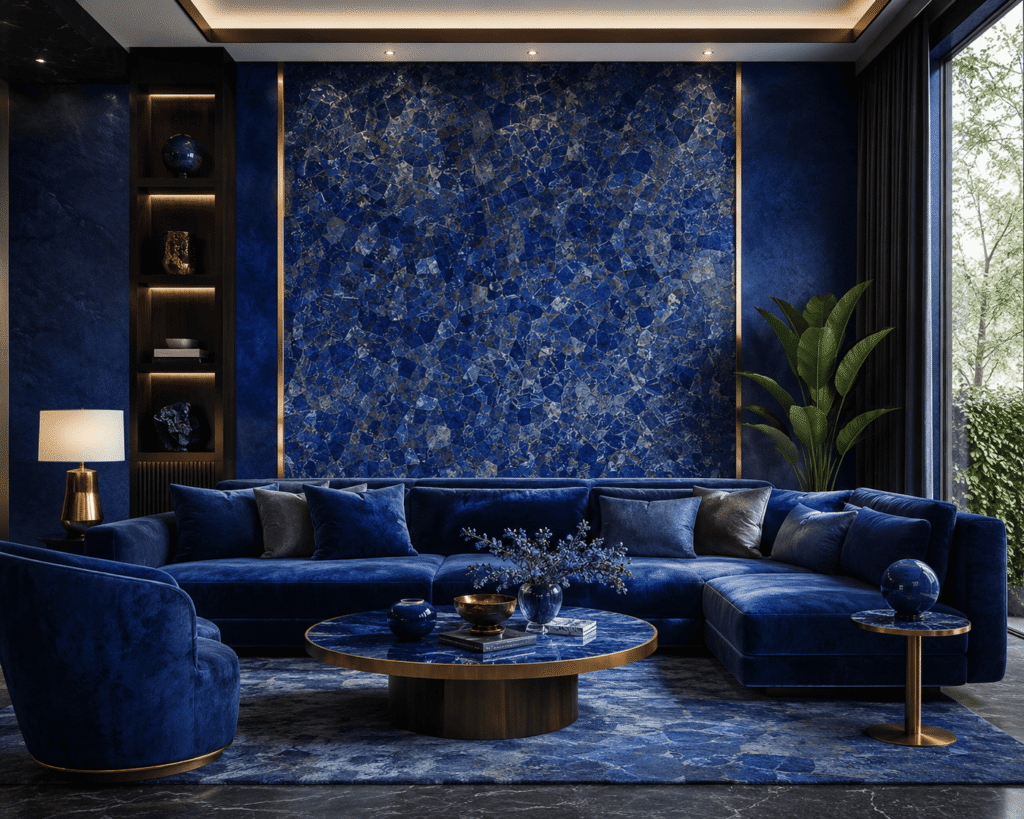 lapis lazuli living room interior design by Subh Gem Stones