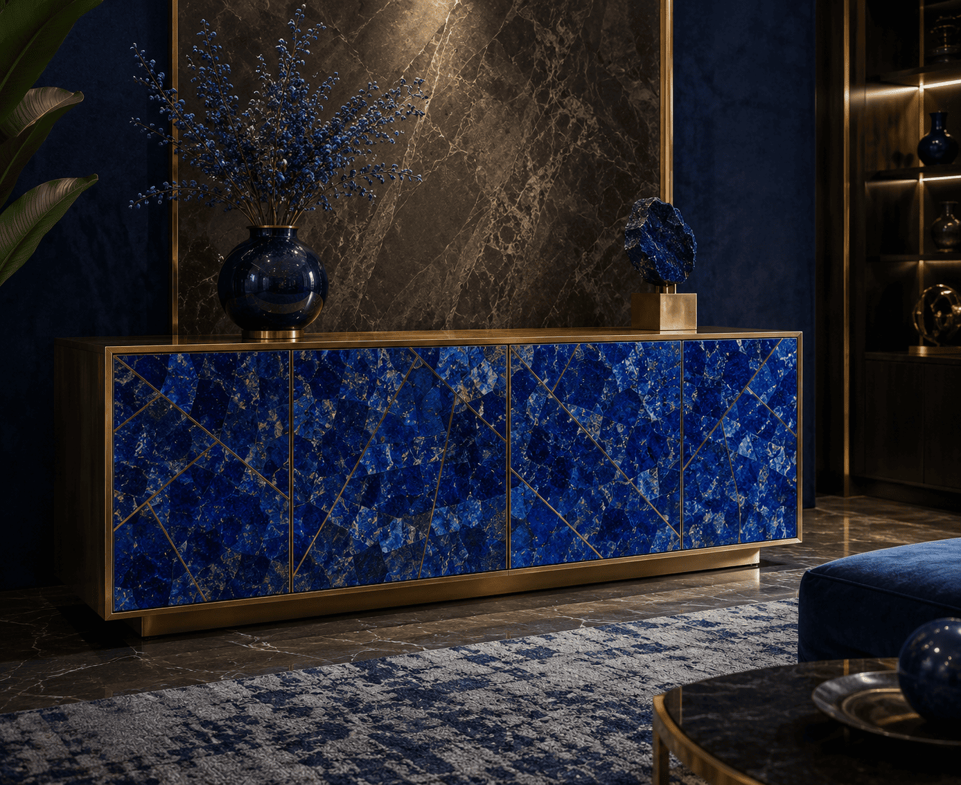 lapis lazuli stone furniture collection by Subh Gem Stones