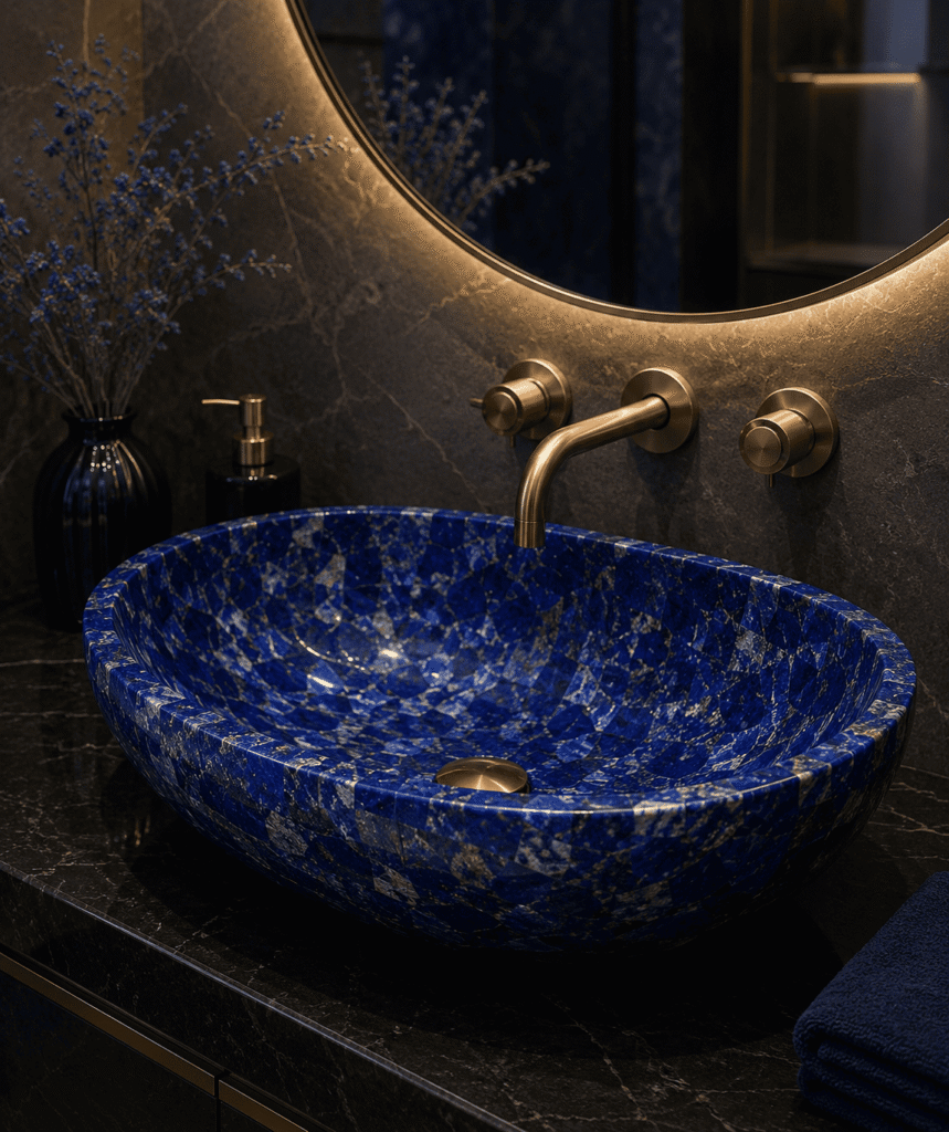 lapis lazuli wash basin handcrafted by Subh Gem Stones