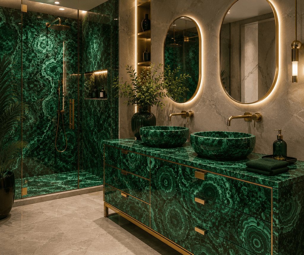 malachite bathroom vanity top by Subh Gem Stones Kishangarh