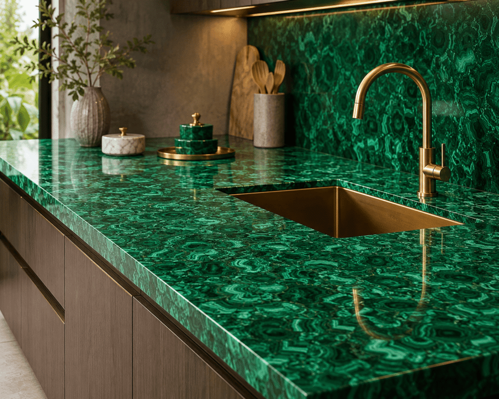 malachite countertop by Subh Gem Stones Kishangarh
