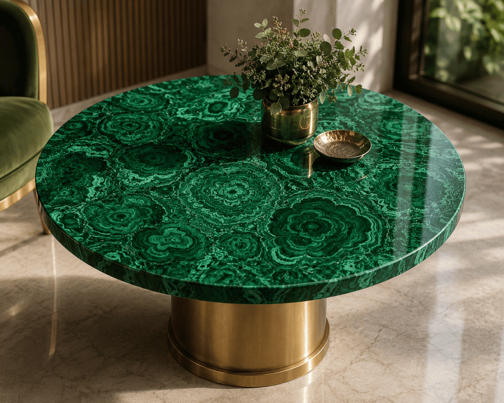 malachite table top from Subh Gem Stones Kishangarh