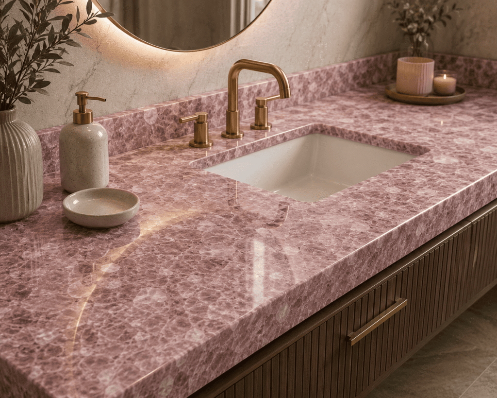 rose quartz countertop by Subh Gem Stones Kishangarh