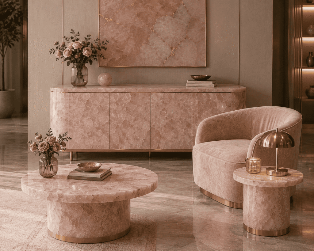 rose quartz stone furniture collection by Subh Gem Stones