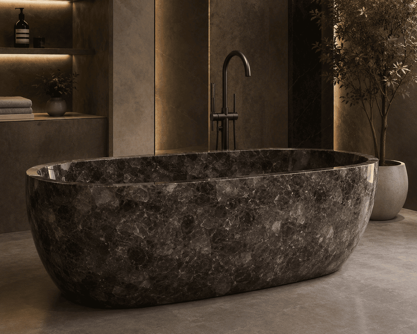 smoky quartz bathtub handcrafted by Subh Gem Stones Kishangarh