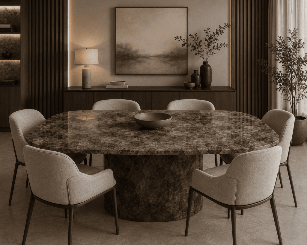 smoky quartz dining table top from Subh Gem Stones Kishangarh