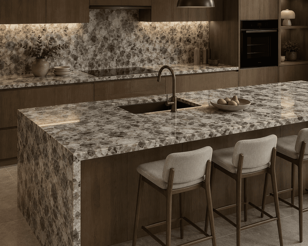 smoky quartz kitchen island top from Subh Gem Stones Kishangarh