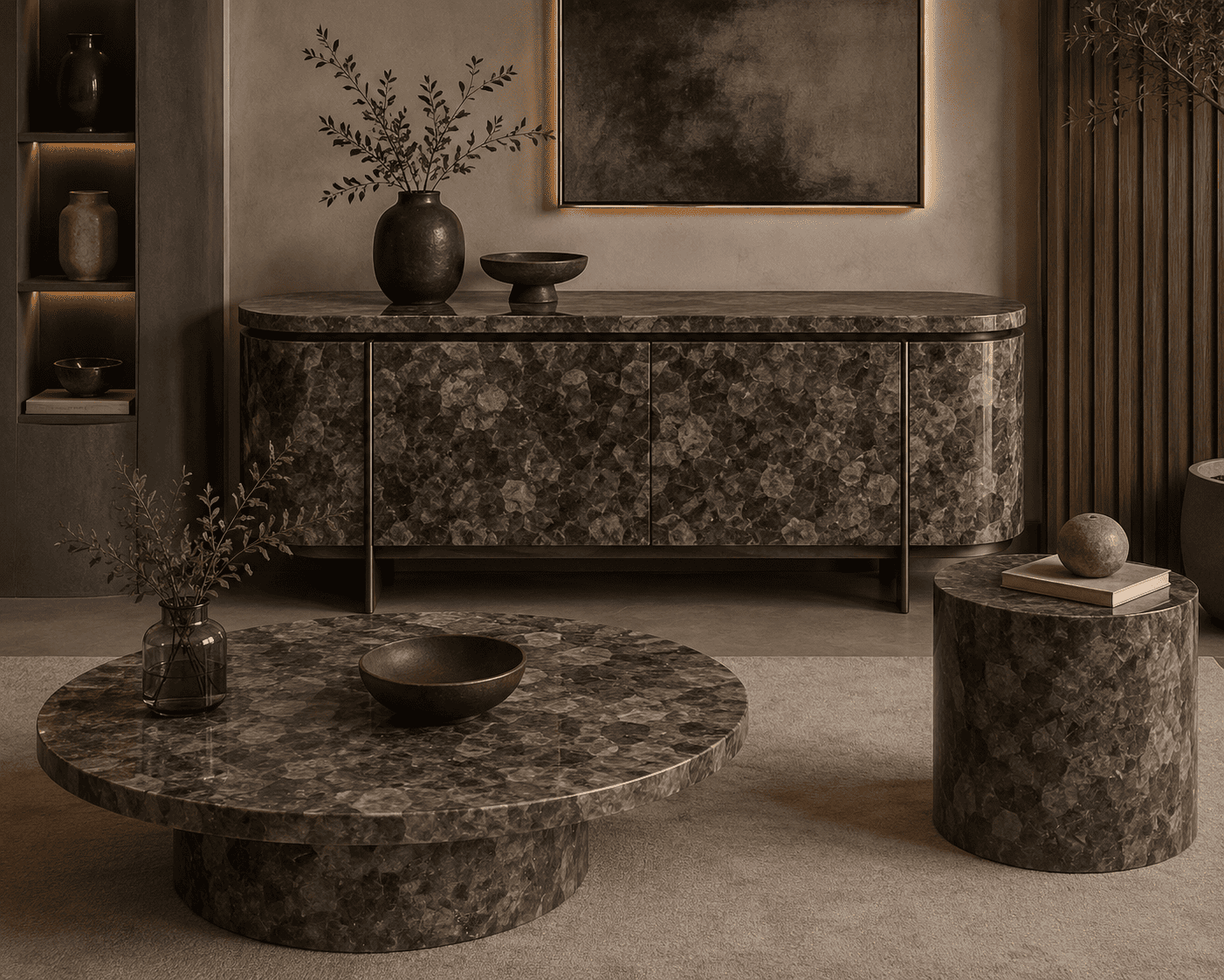smoky quartz stone furniture collection by Subh Gem Stones Kishangarh