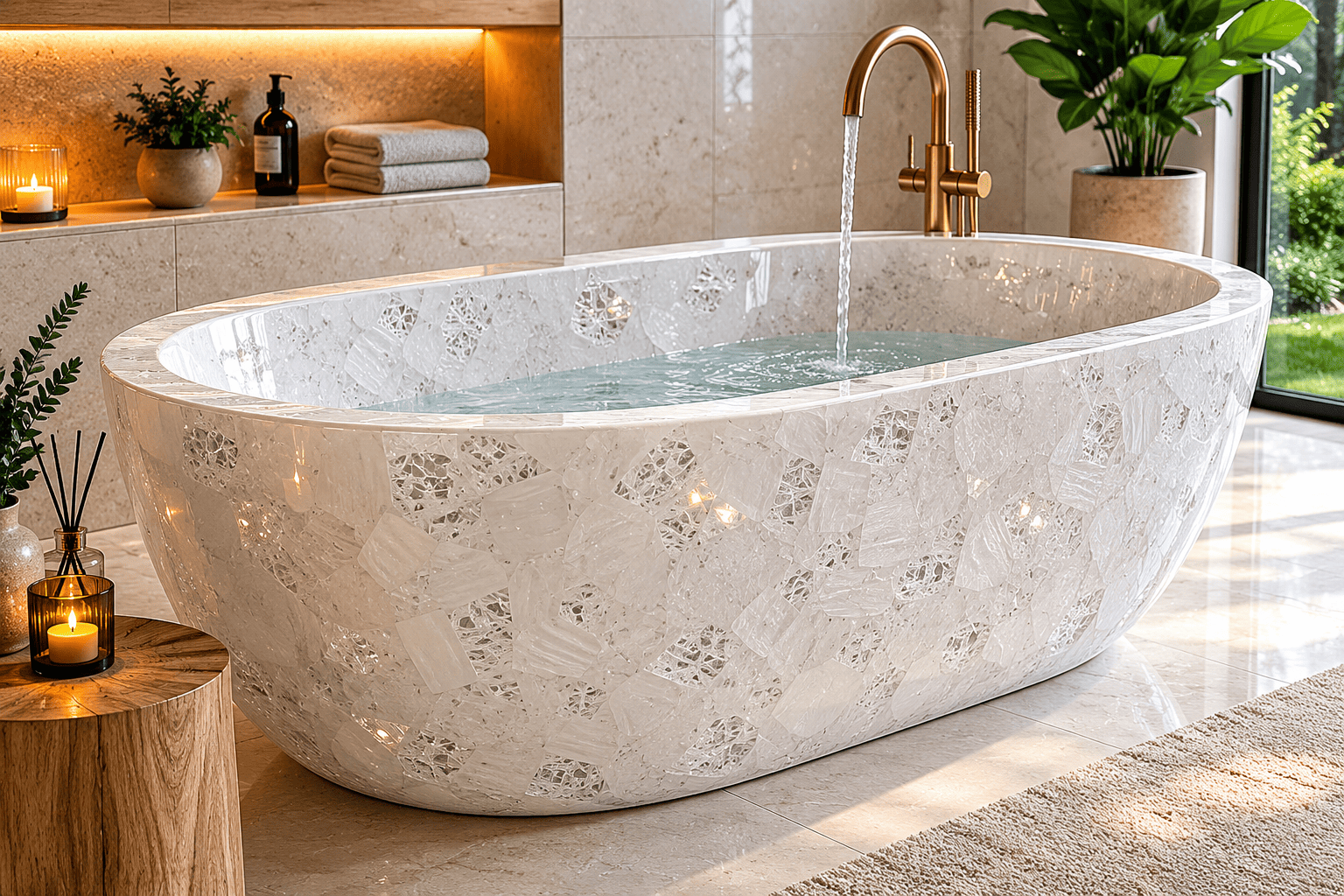 white quartz bathtub handcrafted by Subh Gem Stones Kishangarh