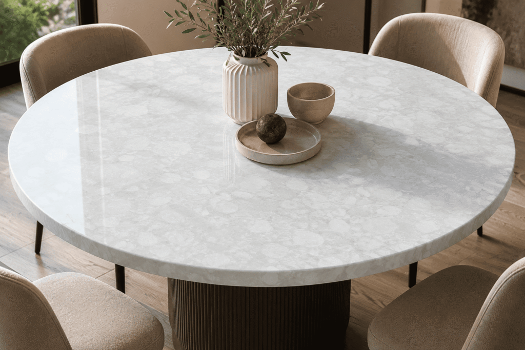 white quartz table top by Subh Gem Stones