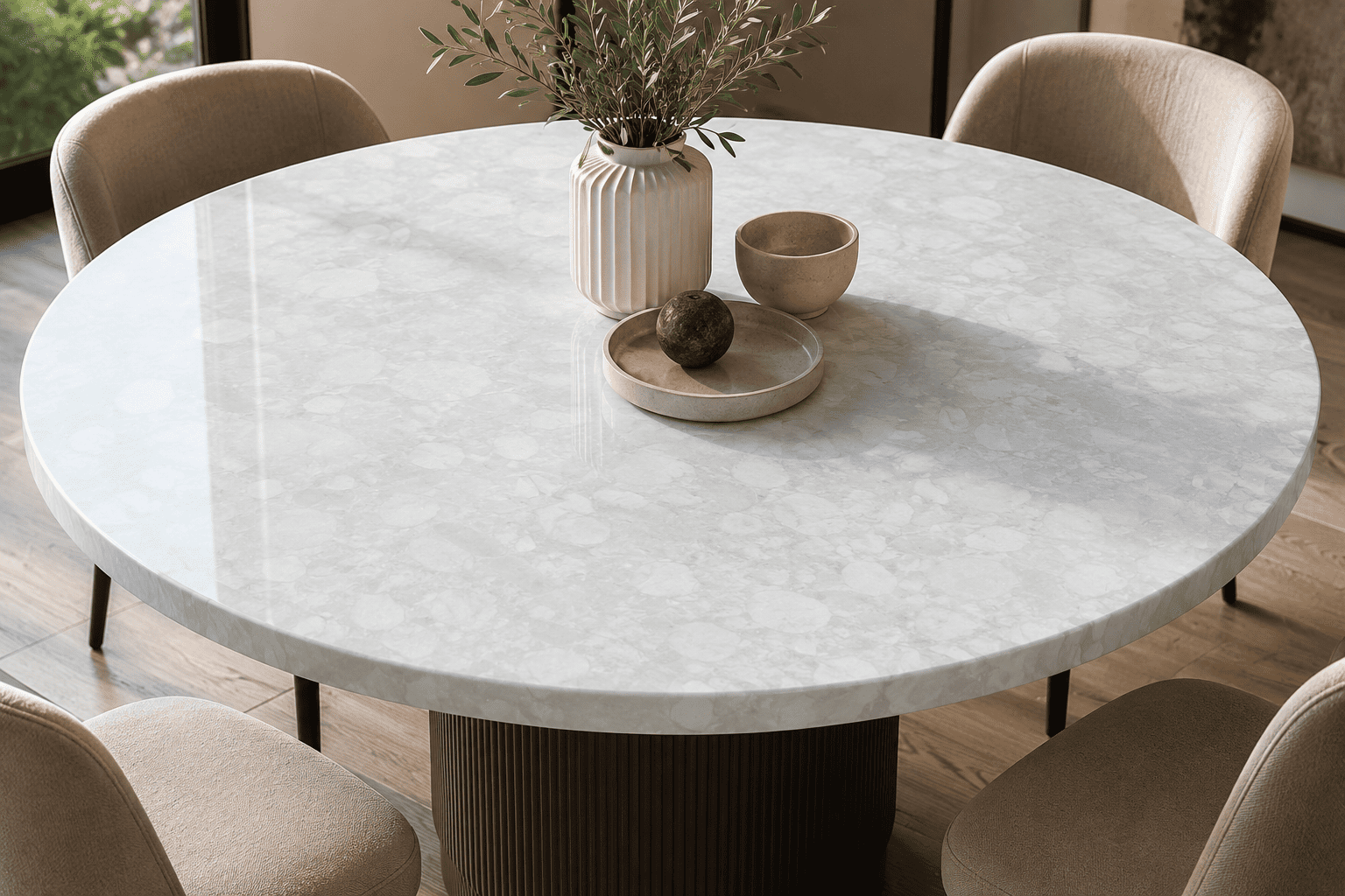 white quartz table top by Subh Gem Stones