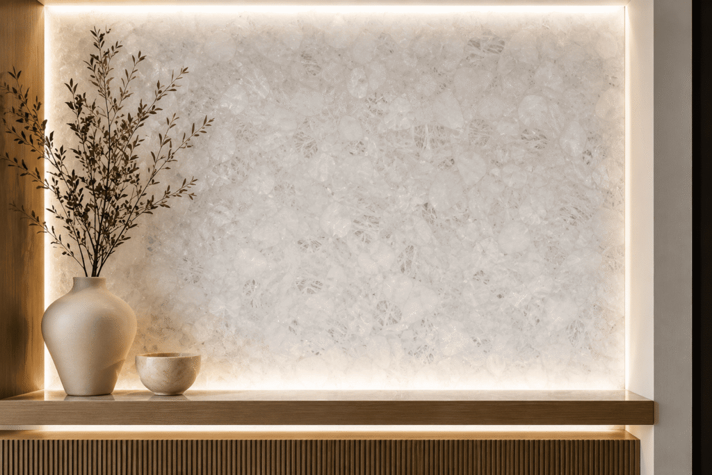 white quartz wall highlighter panel by Subh Gem Stones