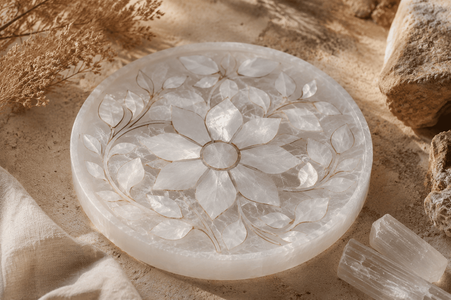 Selenite Inlay Work