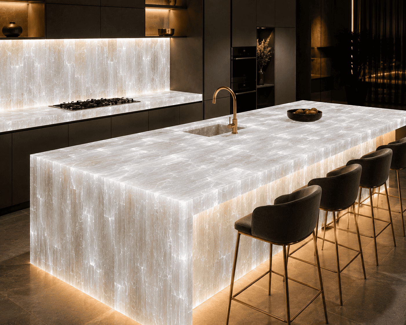 Selenite Kitchen Top and Kitchen Island