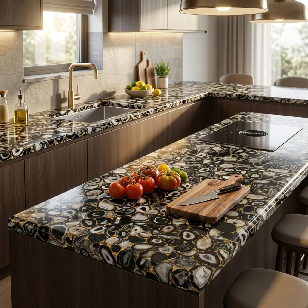 Black Agate Counter Top by Subh Gem Stone