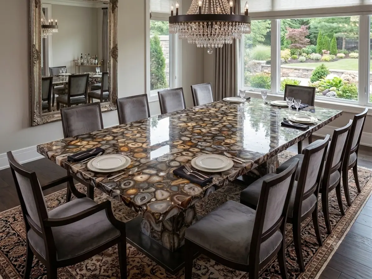 Black Agate Dining Table by subh gem stones