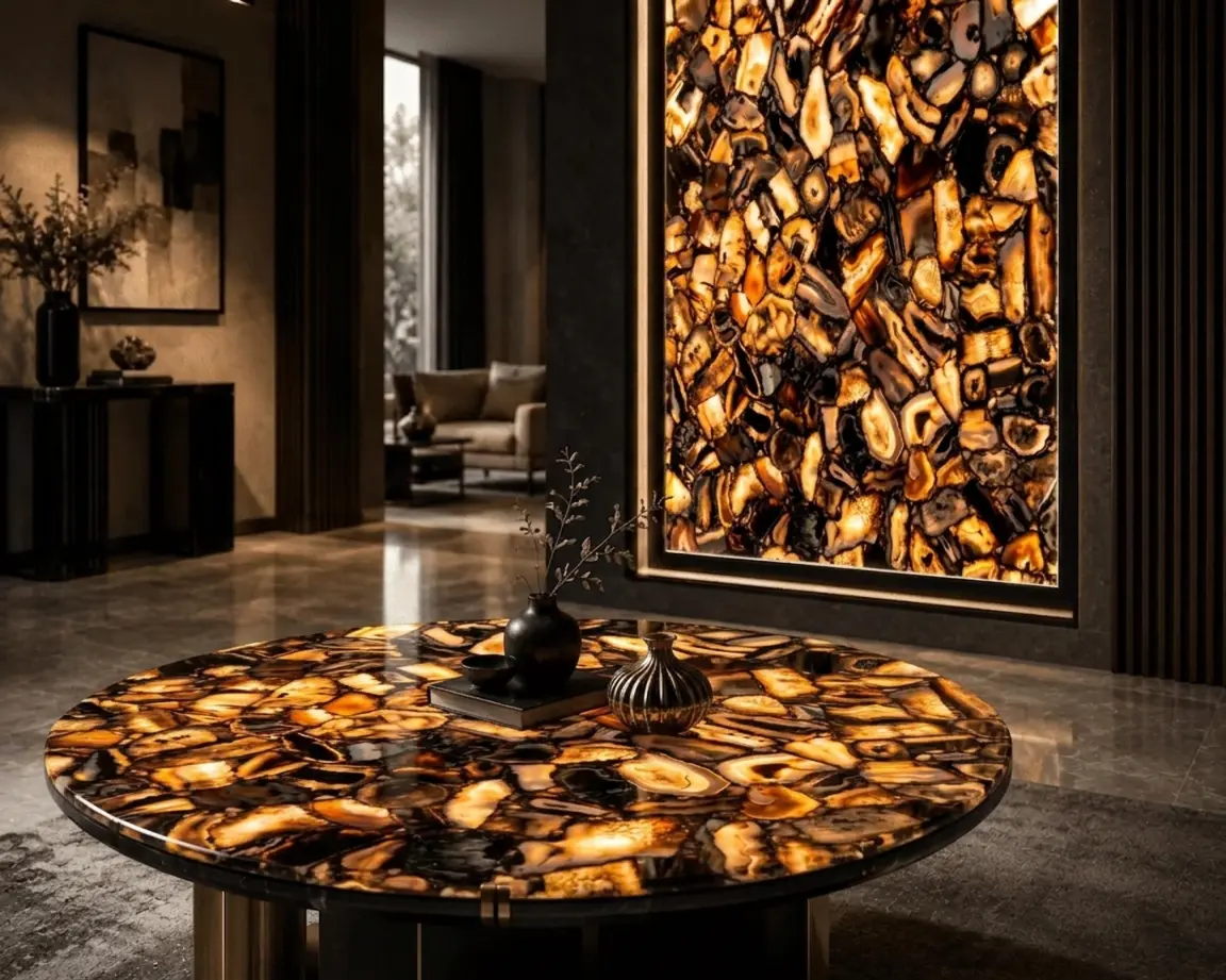 Black Agate Inlay Work by Subh Gem Stones
