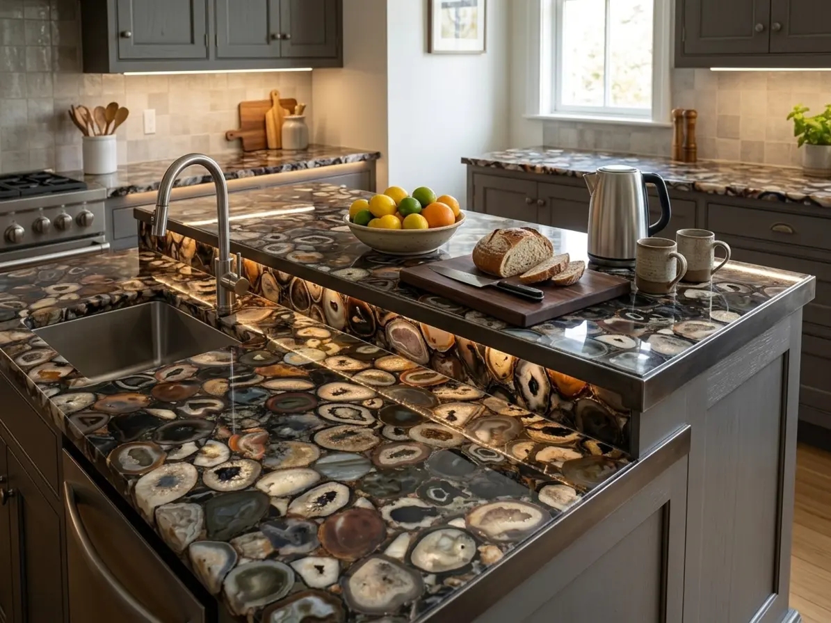 Black Agate Kitchen Island by subh gem stones
