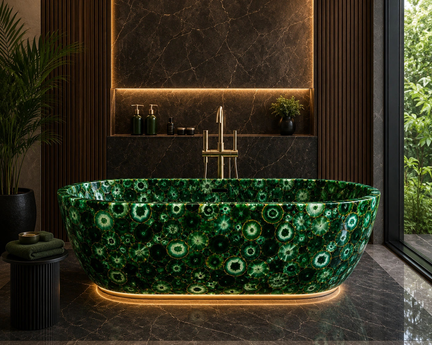 Custom Green Agate Bathtub adding luxury and elegance to modern bathrooms