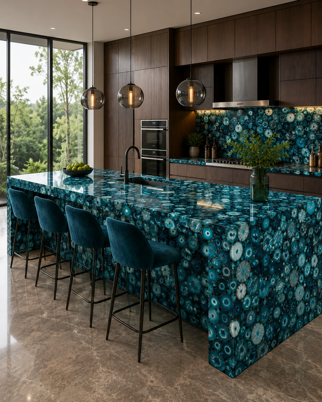 Green Agate Kitchen Island designed for premium residential and commercial spaces