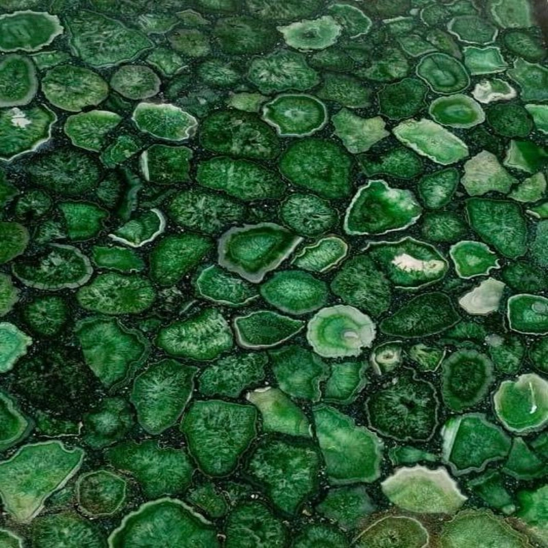 Natural Green Agate Slab with unique patterns for luxury interior applications