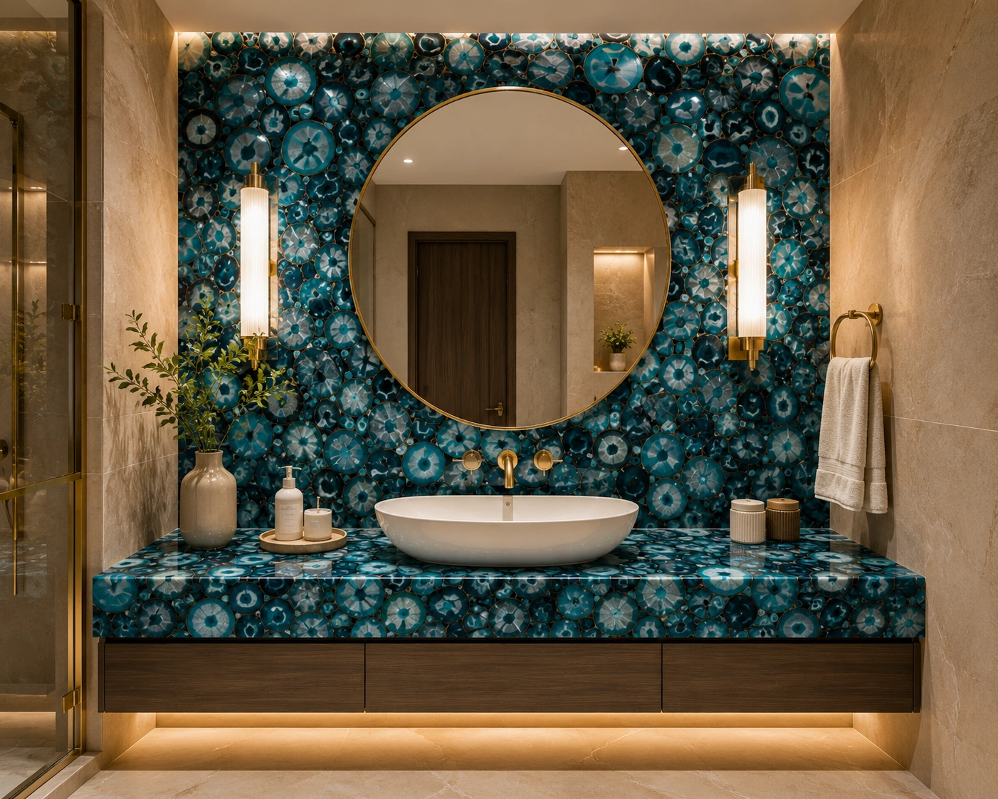 Green Agate Wash Basin handcrafted from natural semi-precious stone