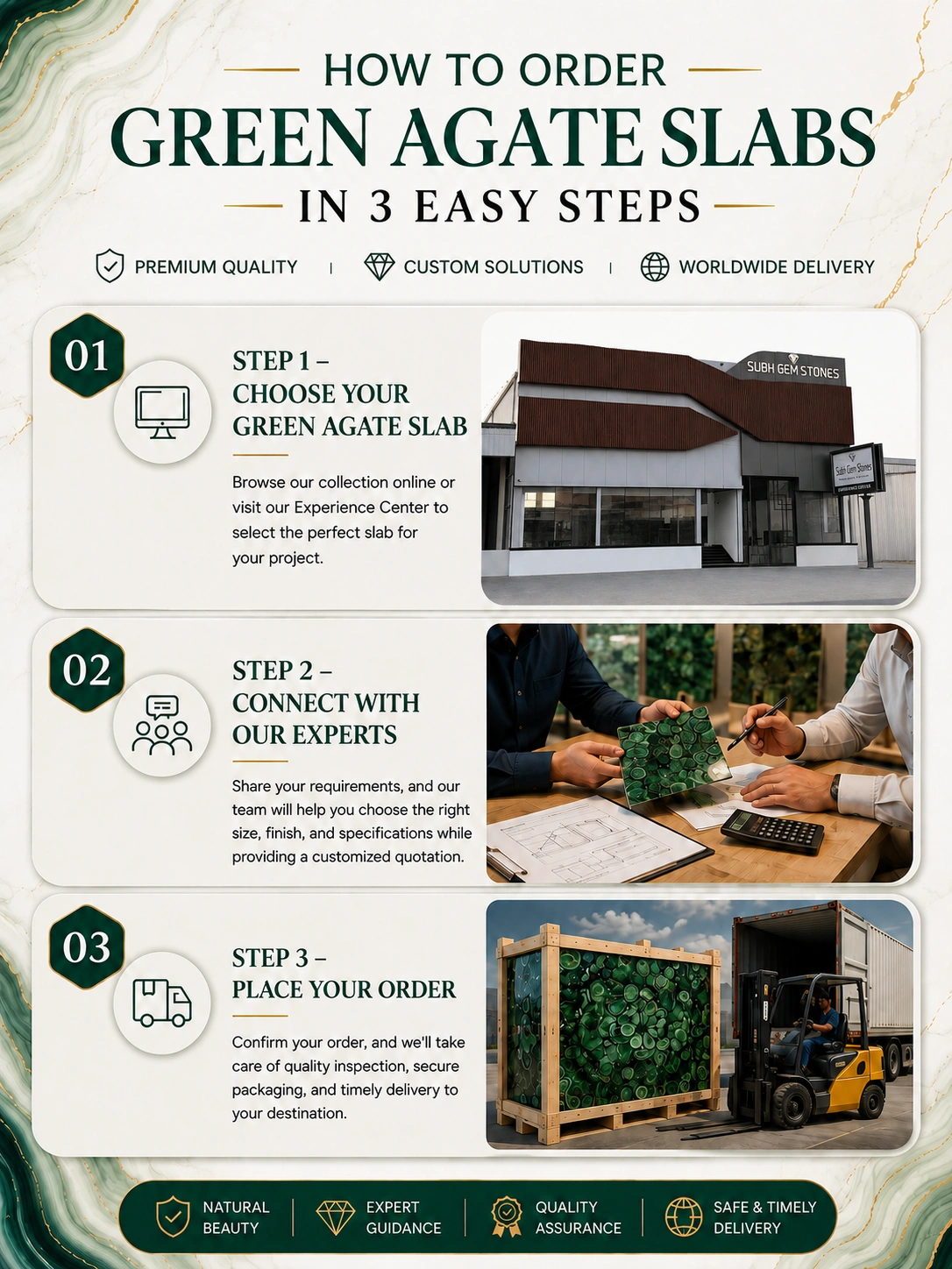 How to order green agate slabs from subh gem stones in easy steps