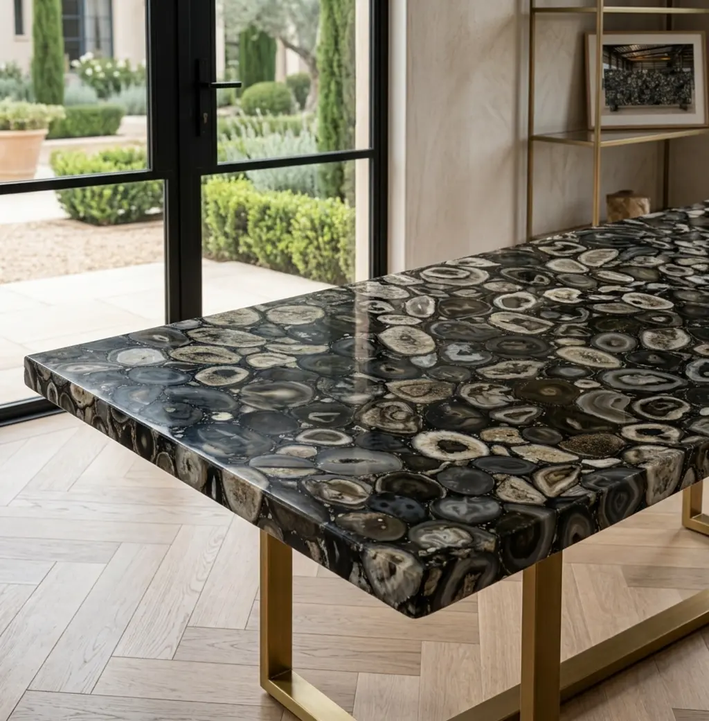 black agate slab by subh gem stones
