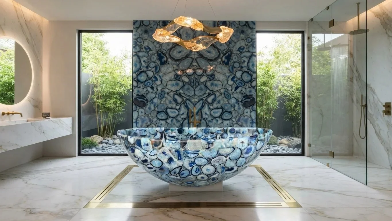 blue agate bathtub by subh gem stone