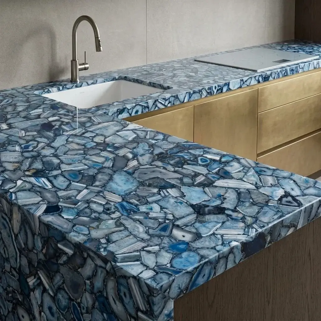 blue agate counter top by subh gem stone