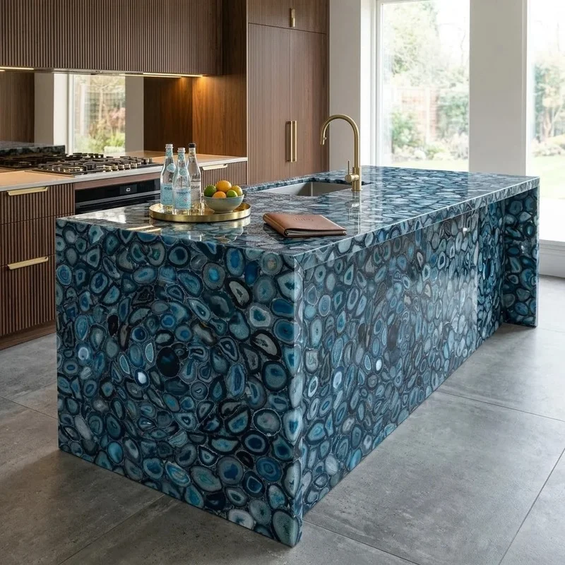 blue agate kitchen island by subh gem stone