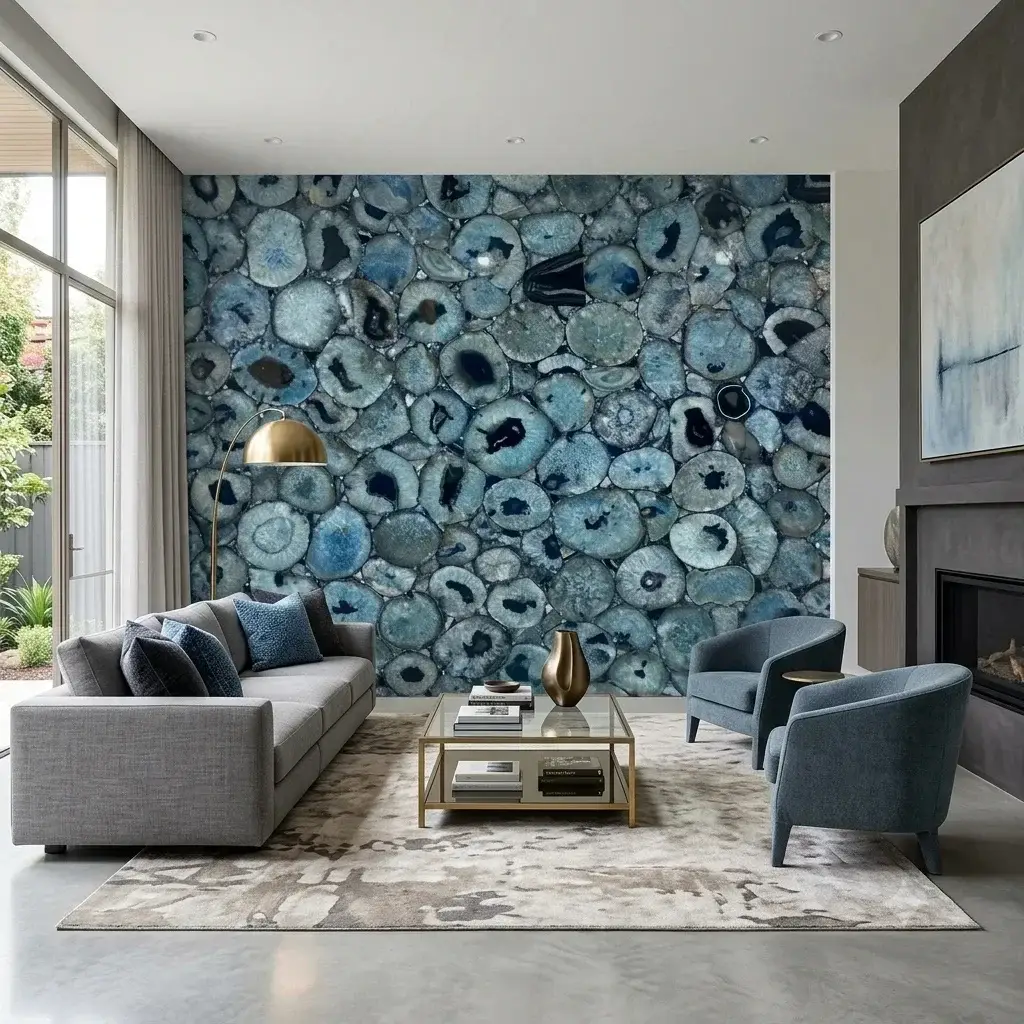 blue agate living room interiors by subh gem stone
