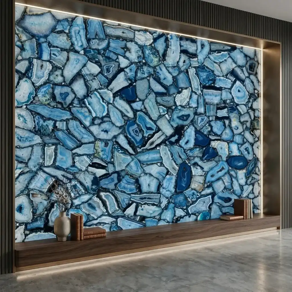 blue agate slab by subh gem stone