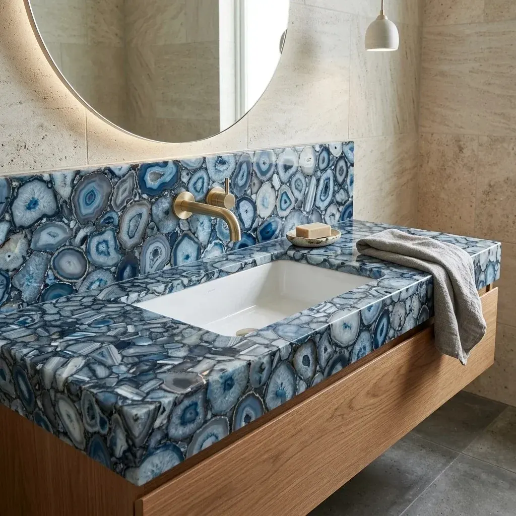 blue agtate wash basin by subh gem stone