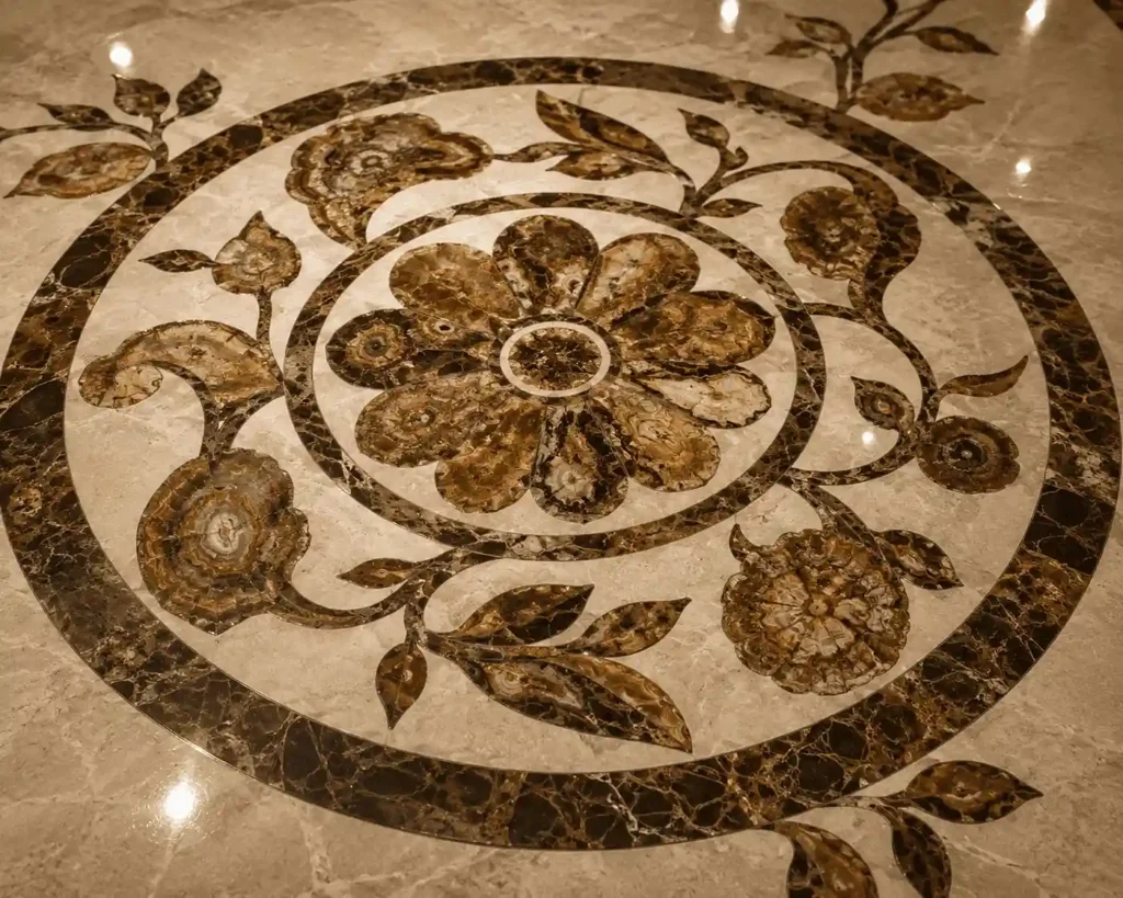 fossil stone inlay work by subh gem stones