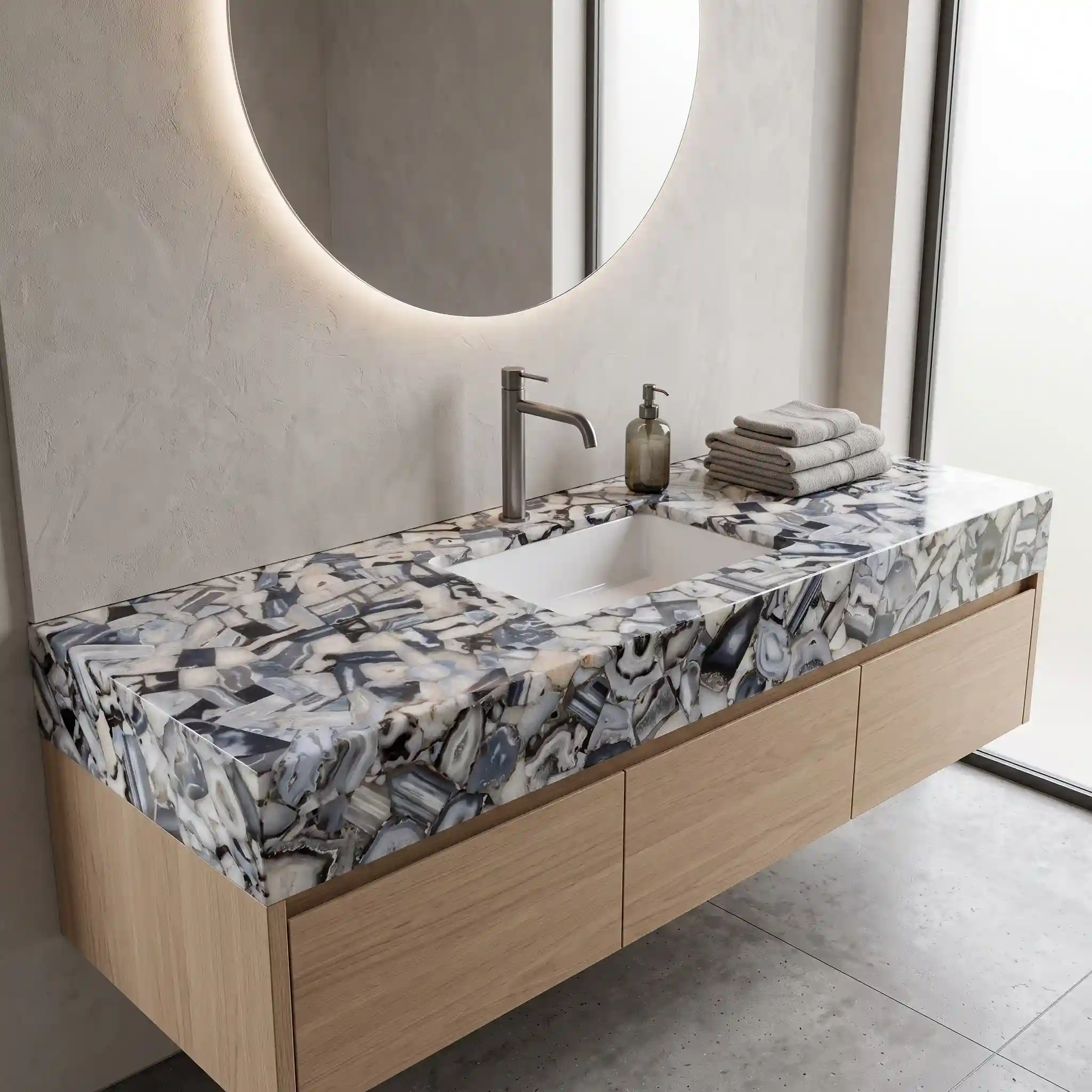 gray agate bathroom vanity by subh gem stone